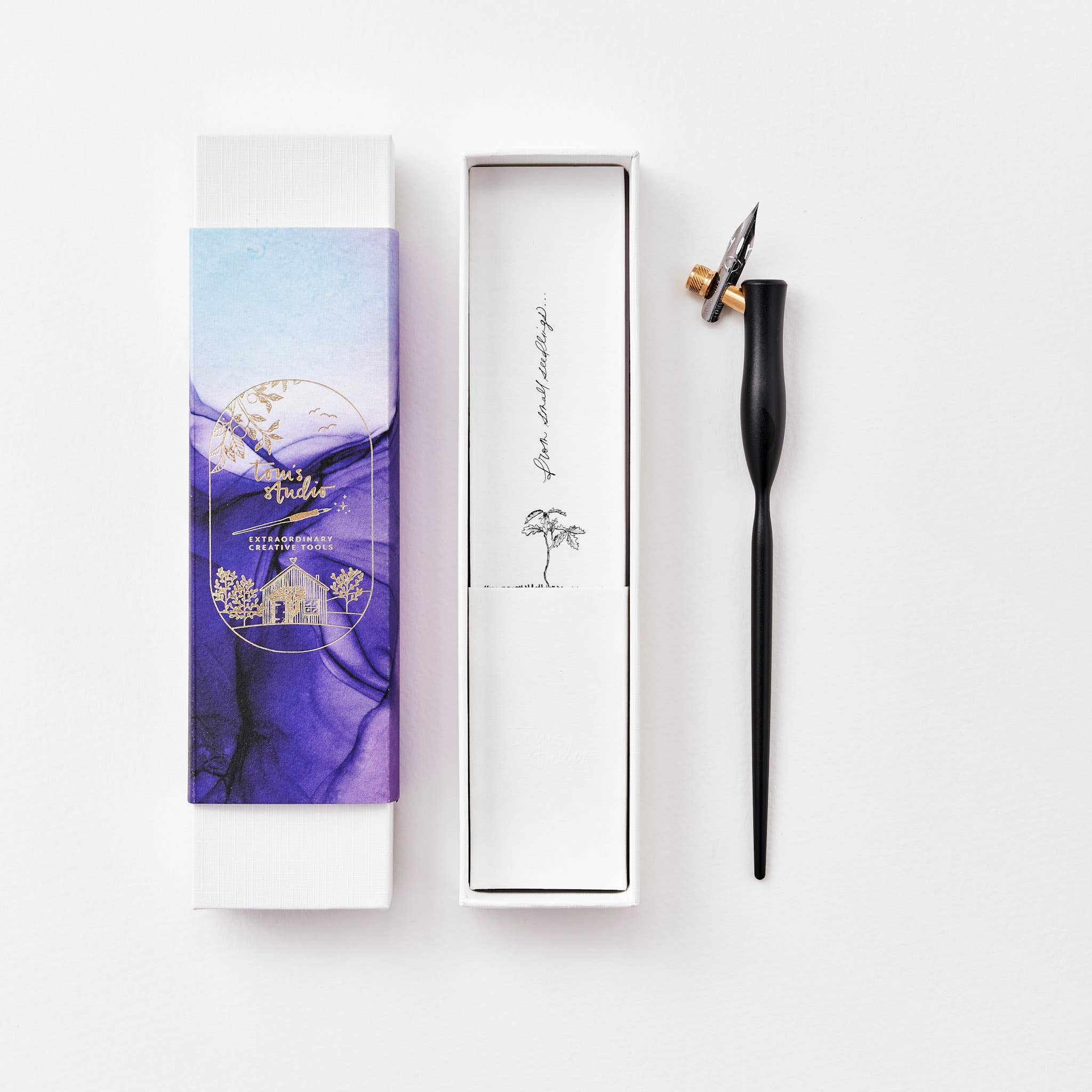 Black Flourish Oblique Calligraphy Pen Holder | Tom's Studio