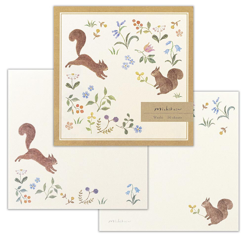 Michikusa Squirrel Garden Assorted Designs Memo Pad
