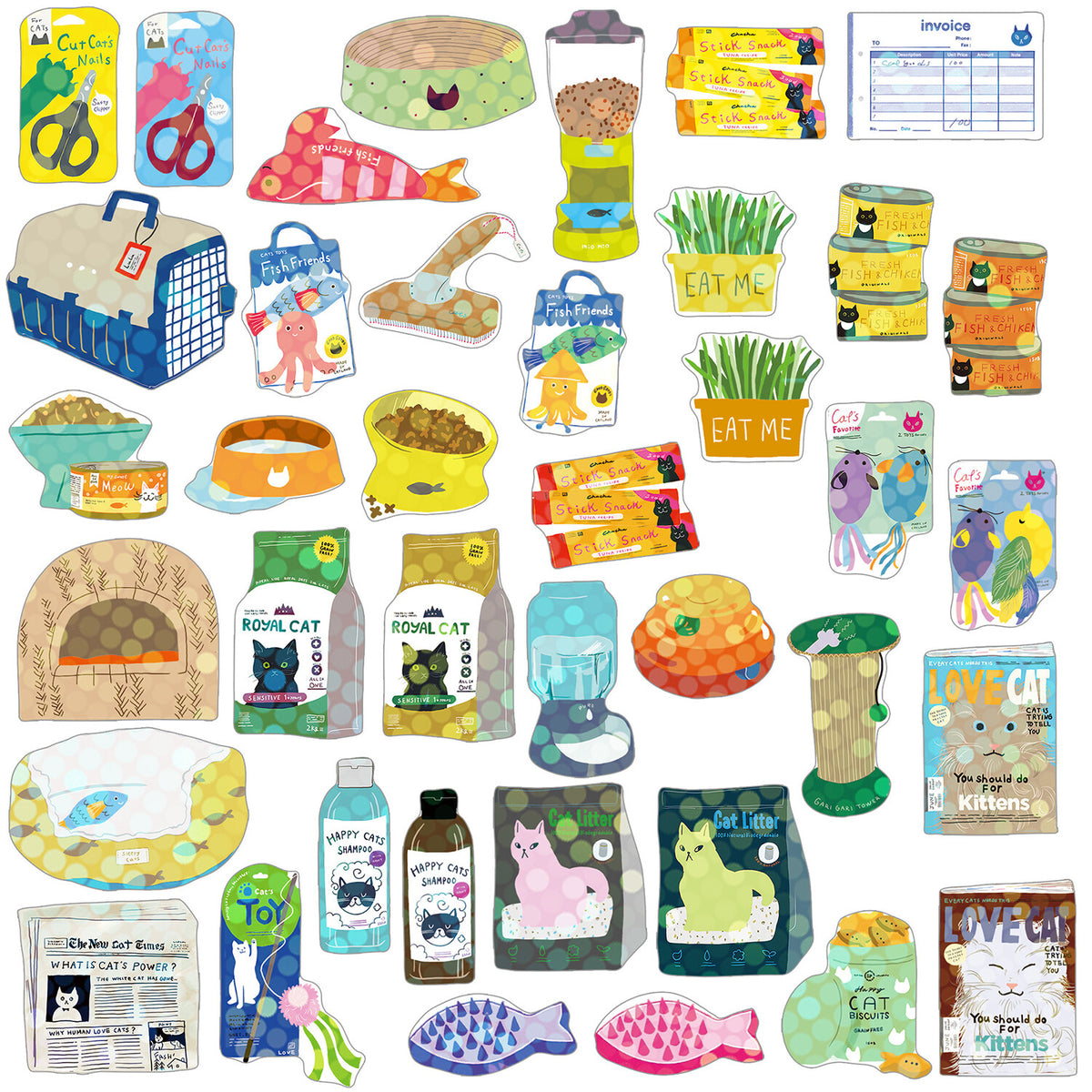 Cat Supply | Small Box of Flake Stickers | Haco Seal