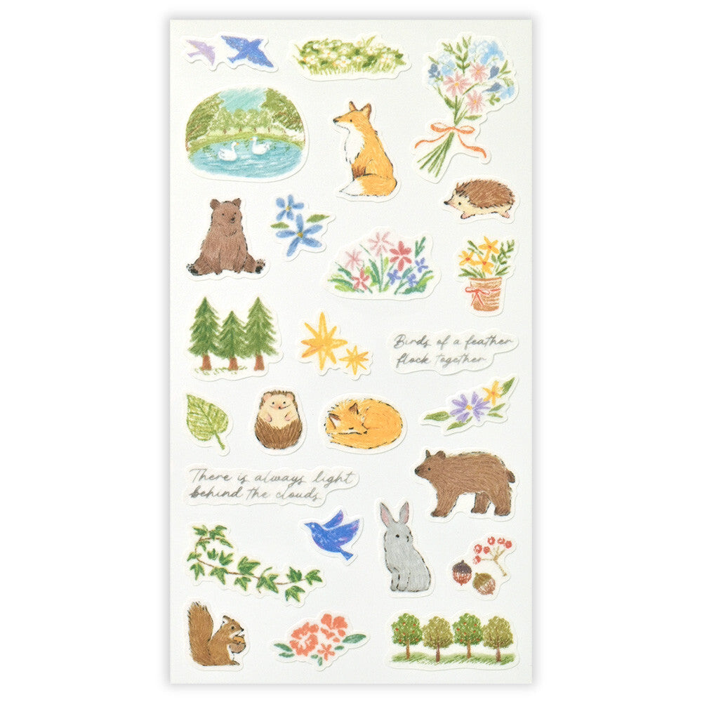 2-Sheet Forest Animals Fox Bear Hedgehog 'Let's Decorate' Stickers Sheet