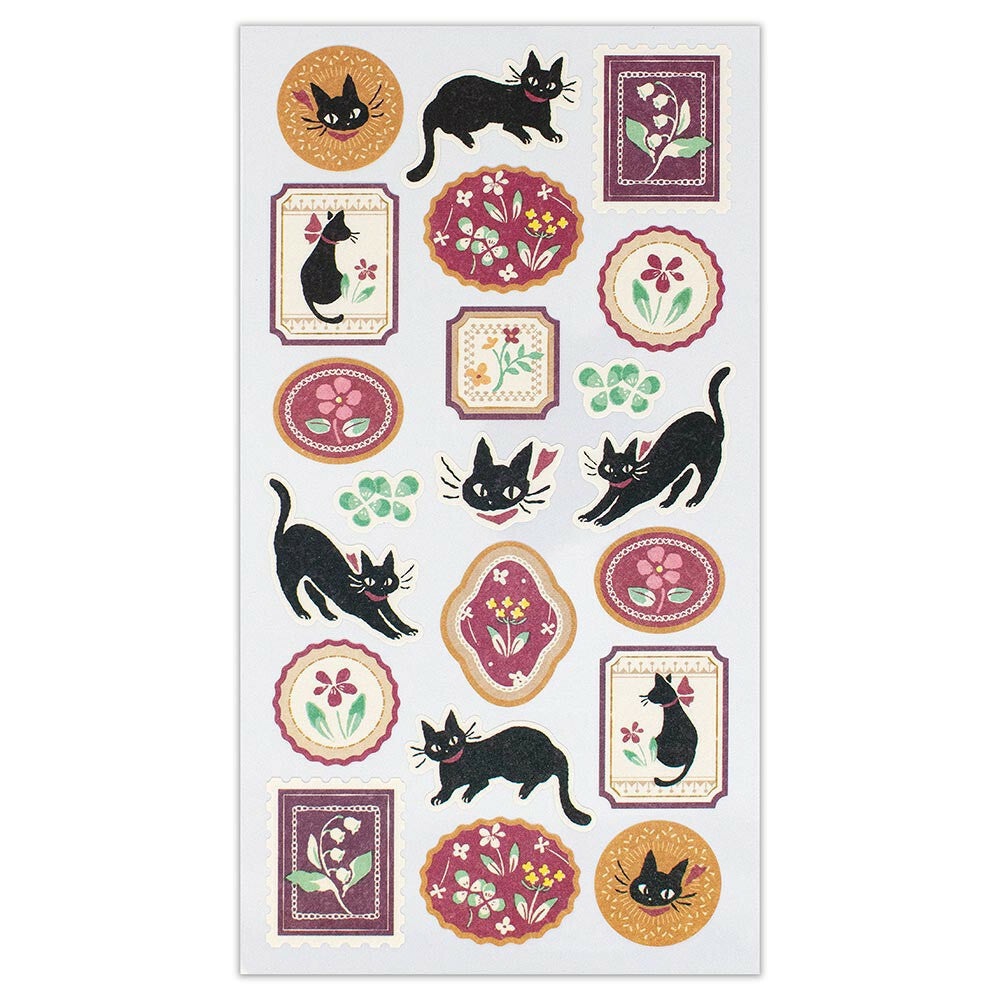 Black Cat Sticker Seals | 'Wanowa' Series | Stickers Sheet