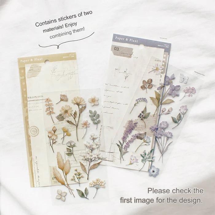 Beige Florals 'Paper & Plant' Stickers Sheet
