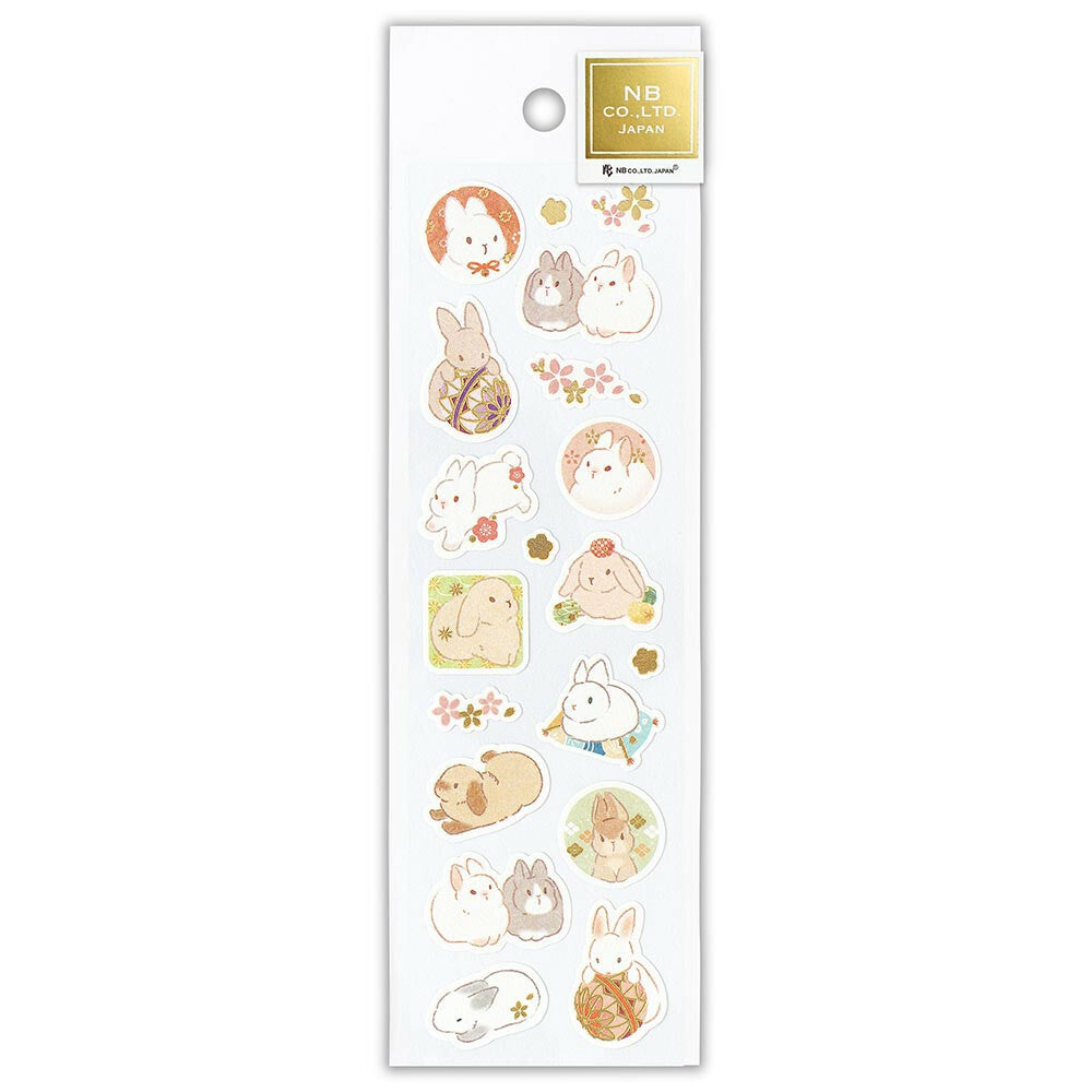 Japanese Flowers Bunny Rabbits Sticker Sheets