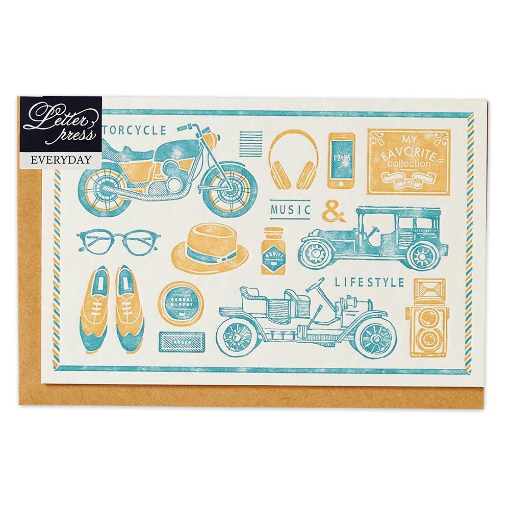 Motorcycle Music Gentleman Letterpress Greeting Card