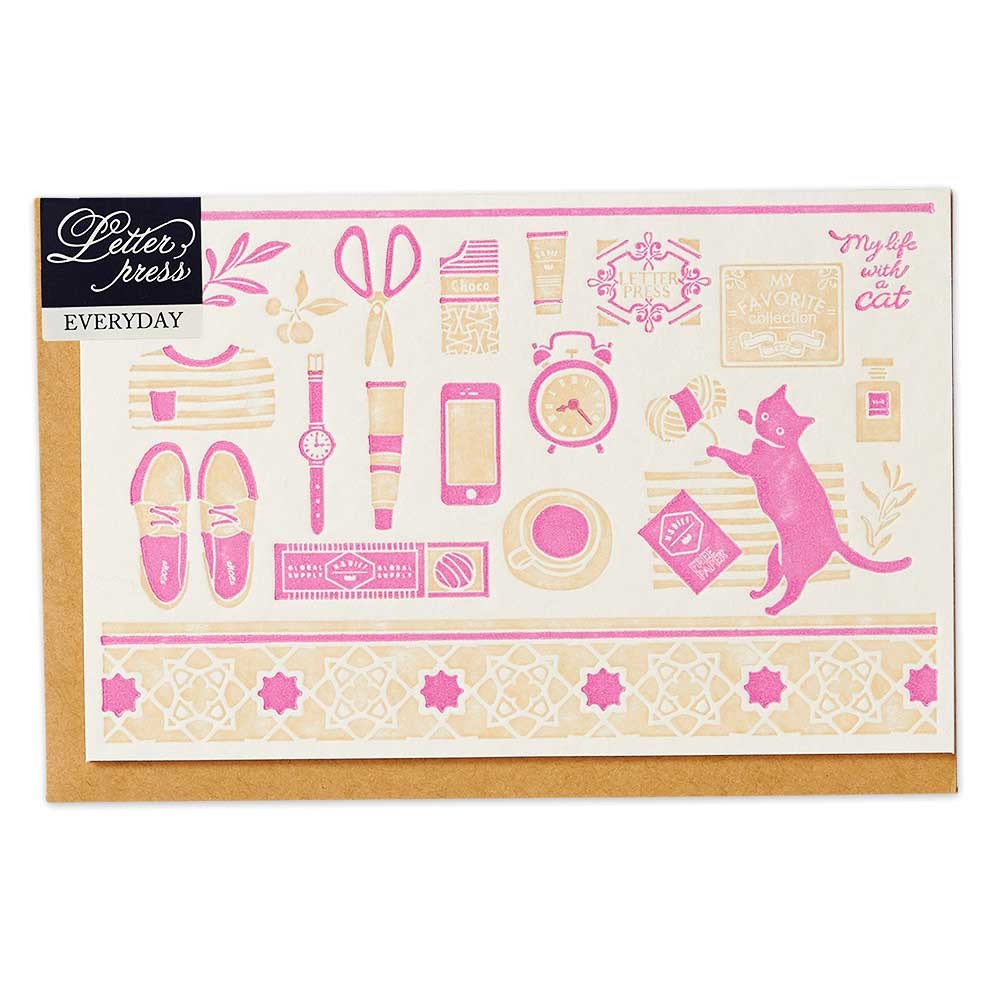 My Life With A Cat Letterpress Greeting Card