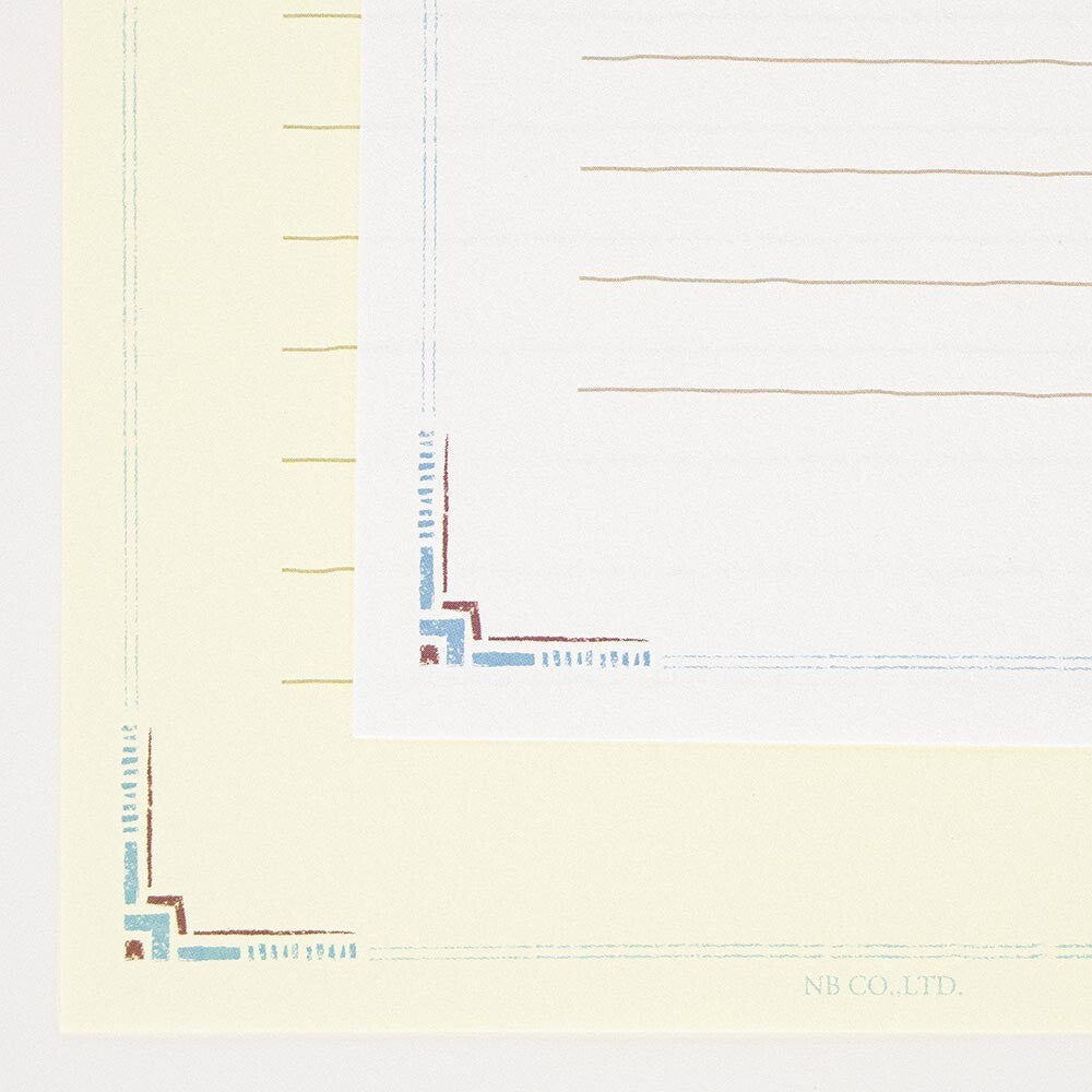 Letter Writing Pad A5 Lined - White & Ivory Paper - Corner Border