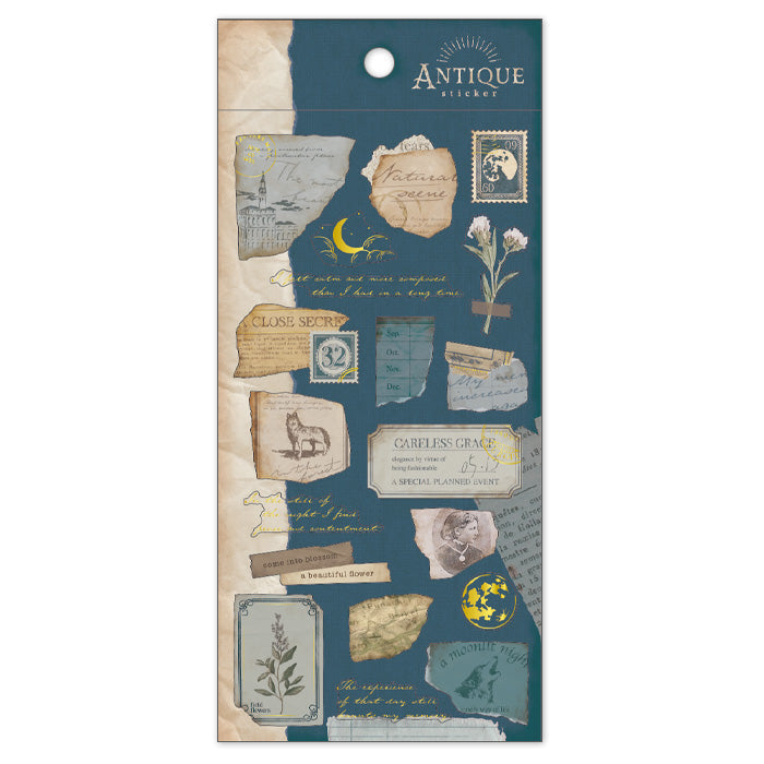 Midnight Blue 'Antique' Torn Pages Sticker Sheet