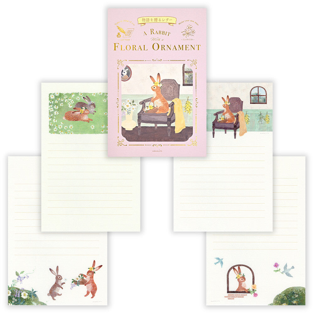 Letter Writing Pad | A Rabbit With A Floral Ornament 'Ressa'