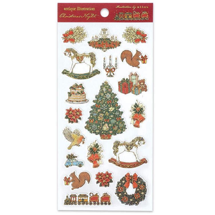 Antique Illustration Christmas Night by Mitsu | Stickers Sheet