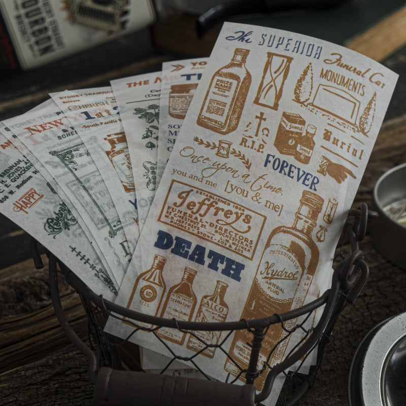 Bottles 'Art Poster' Vintage Retro Antique Style Illustrated Washi Sticker Pad