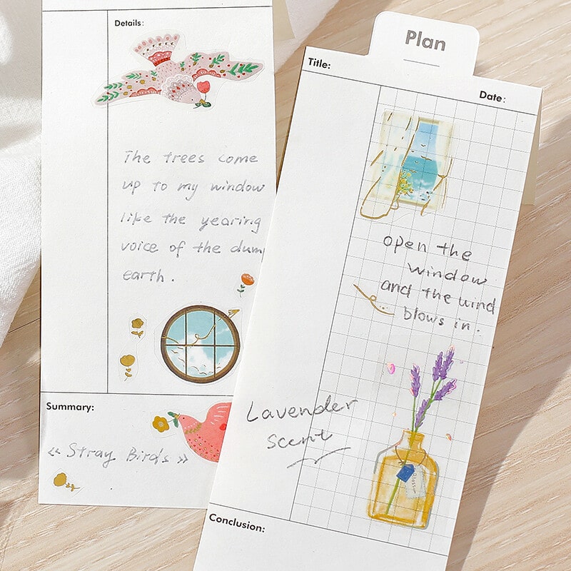 bird embroidery Flower Vase Clear Washi Tape | BGM