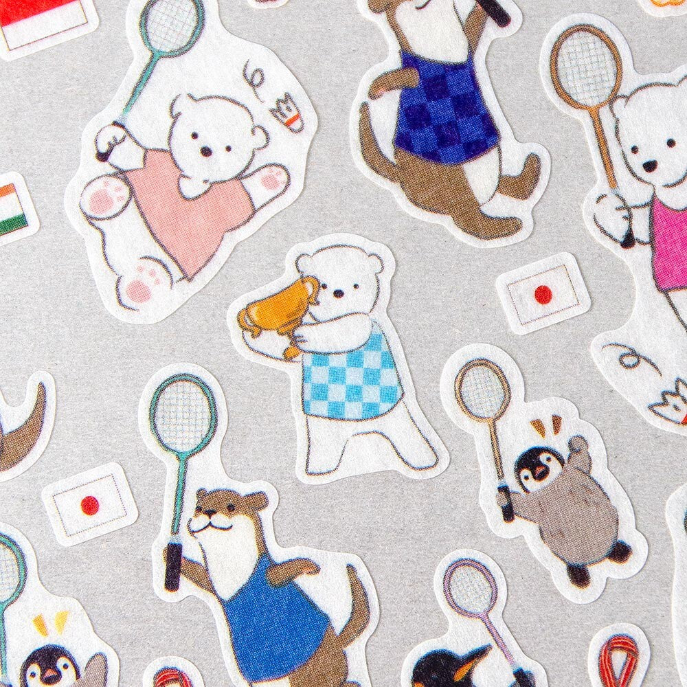 Badminton 'Animal Sports Seal' Stickers Sheet