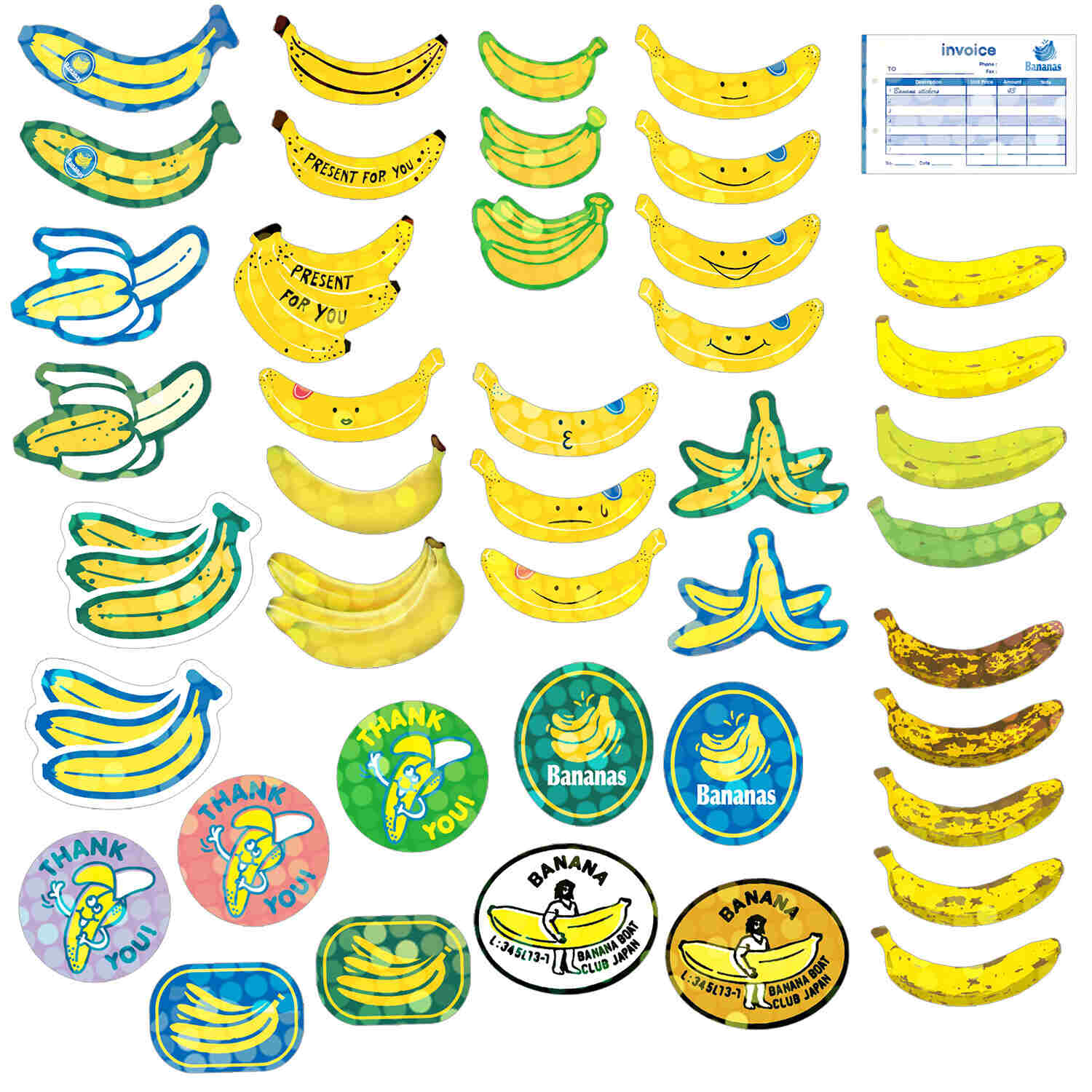 Bananas | Small Box of Flake Stickers | Haco Seal