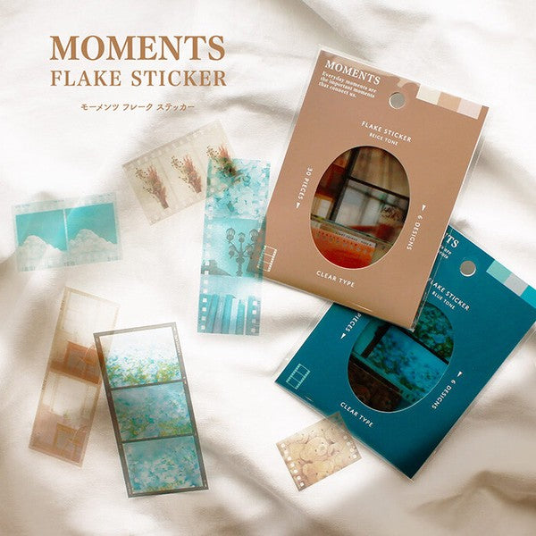 Beige Tone Camera Film 'Moments' Flake Stickers