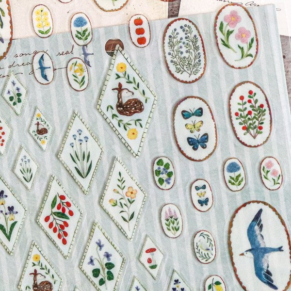Birds song × deer dream 'Midori Asano' Cozyca Stickers Sheet