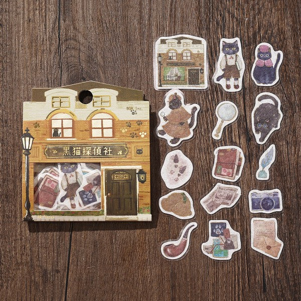 Black Cat Detective Agency | 'Shopping Arcade' Series | Planner Flake Stickers | BGM
