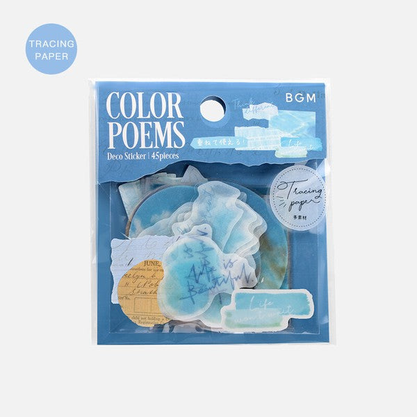 Blue Color Poems Planner Flake Stickers BGM