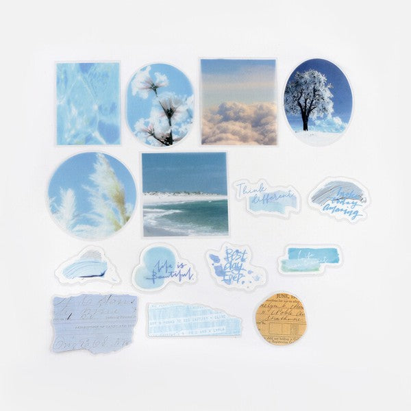 Blue Color Poems Planner Flake Stickers BGM