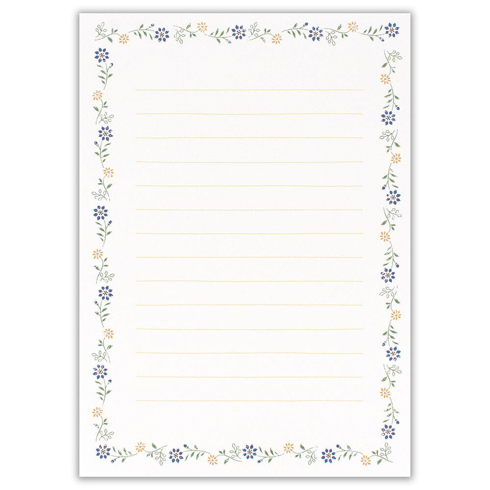 Blue Florets Floral Letter Writing Pad