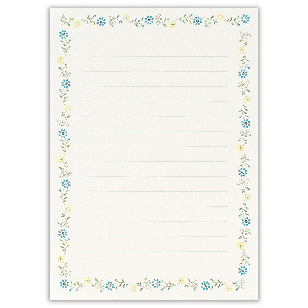 Blue Florets Floral Letter Writing Pad