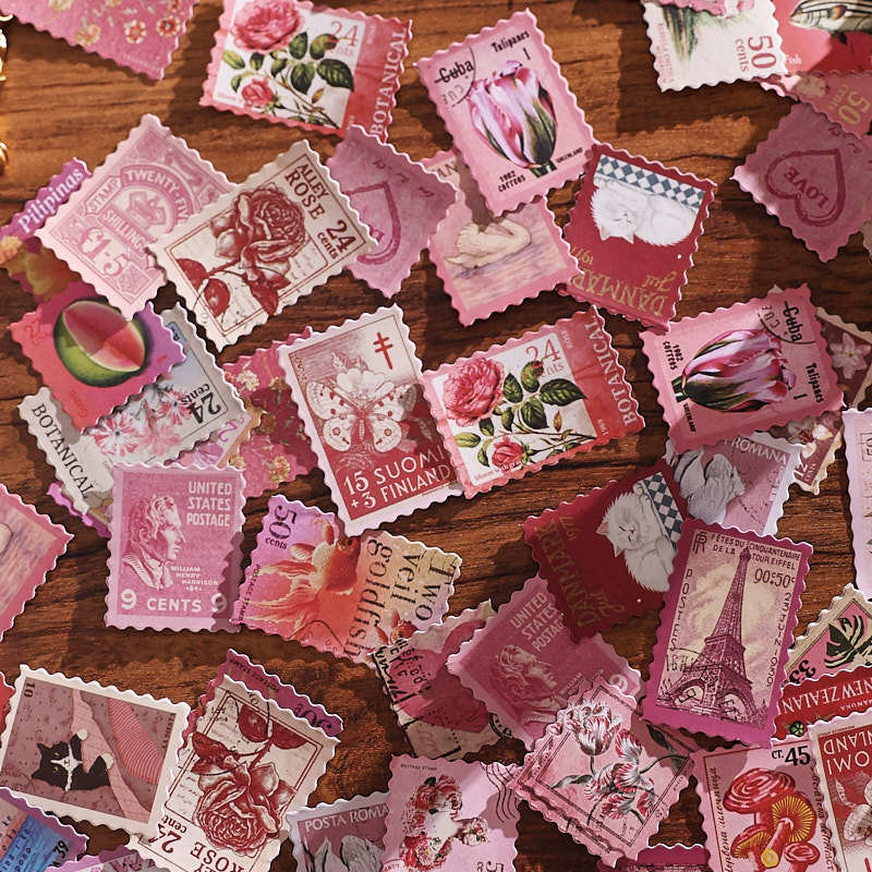 Blush Dream 'Time Traces' Postage Stamp Style Flake Stickers
