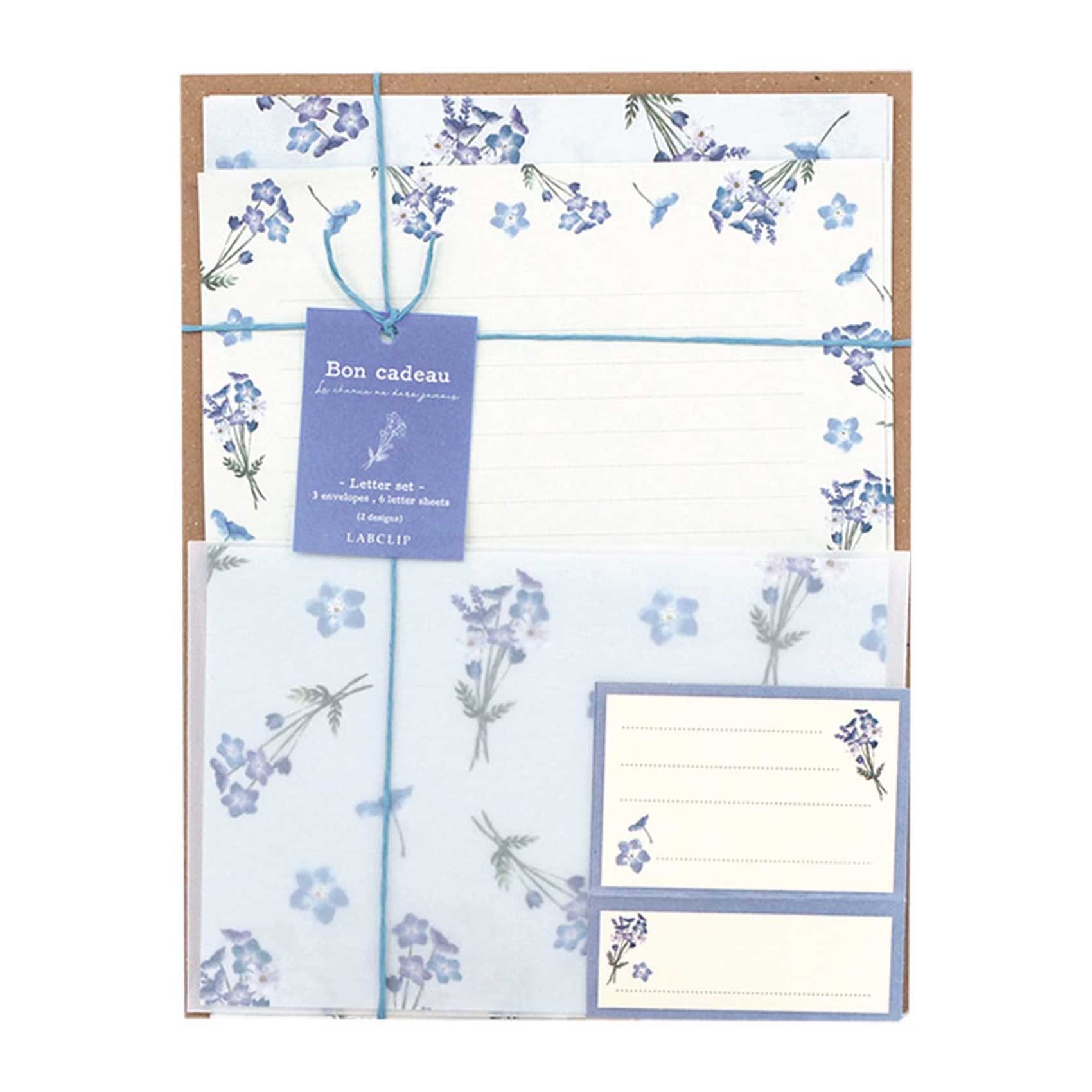 Bon cadeau blue letter writing set labclip