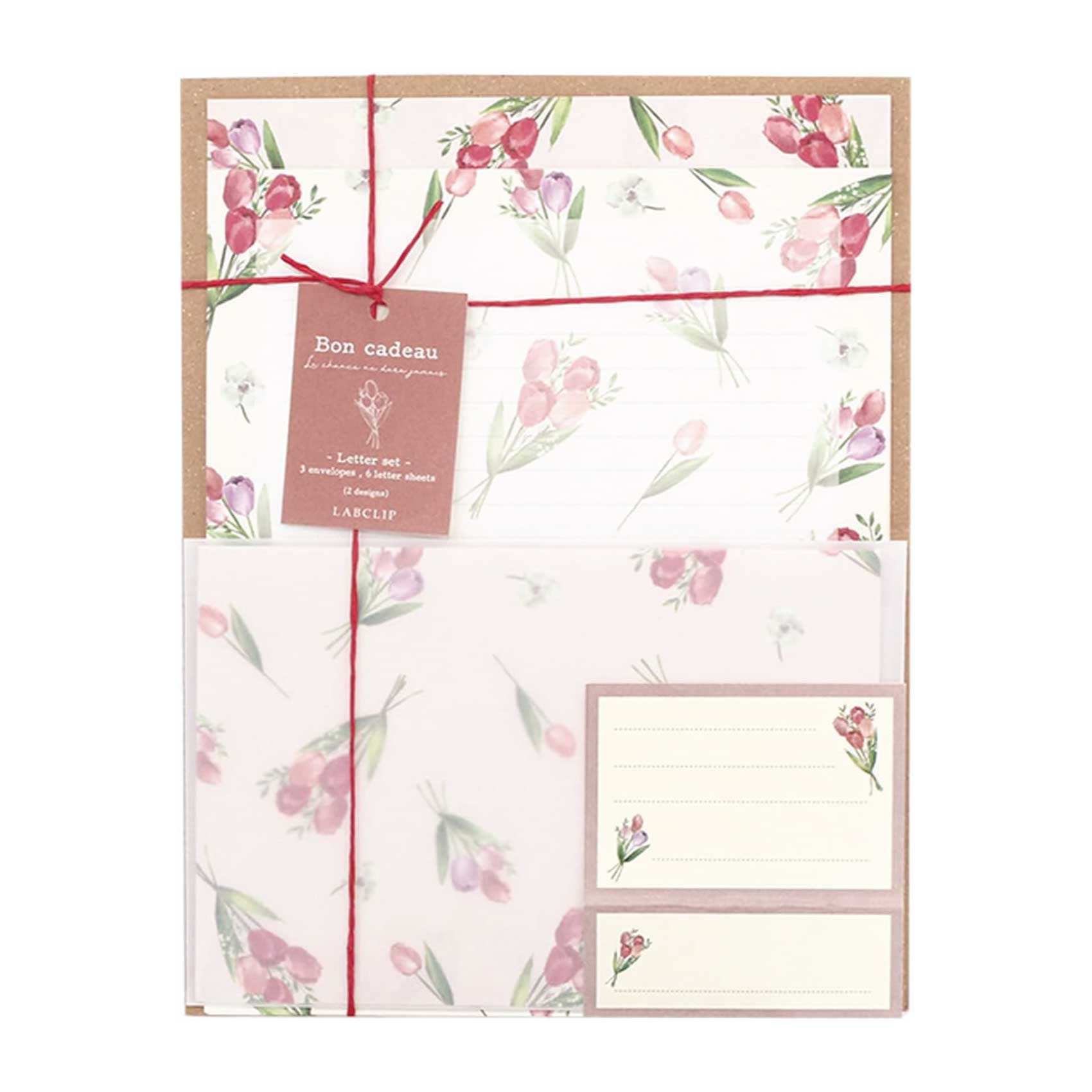 Bon cadeau red pink letter writing set labclip