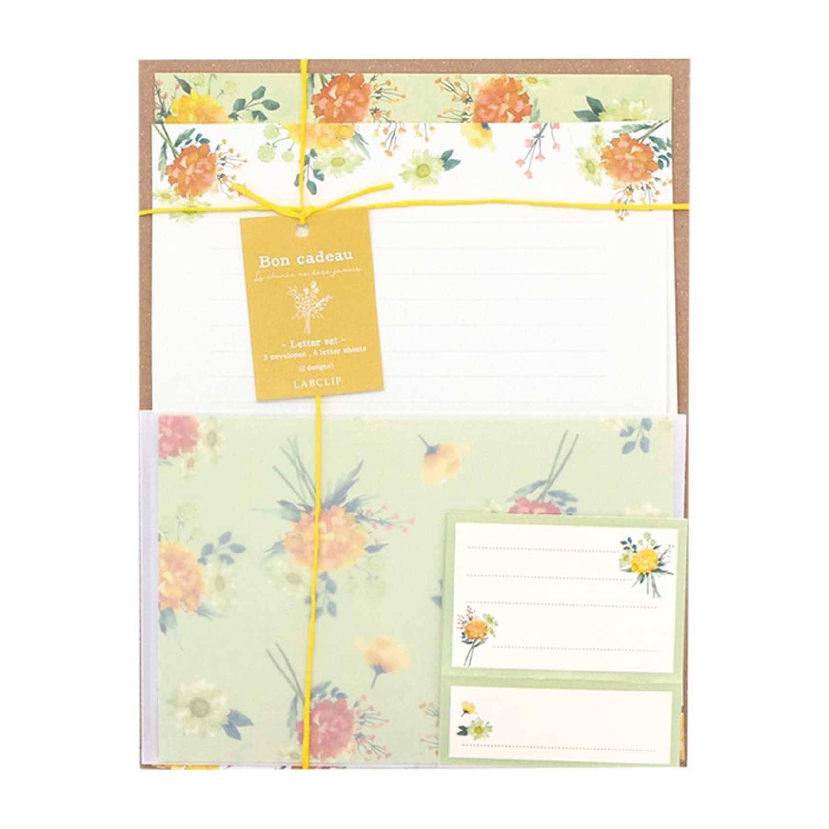 Bon cadeau yellow letter writing set labclip
