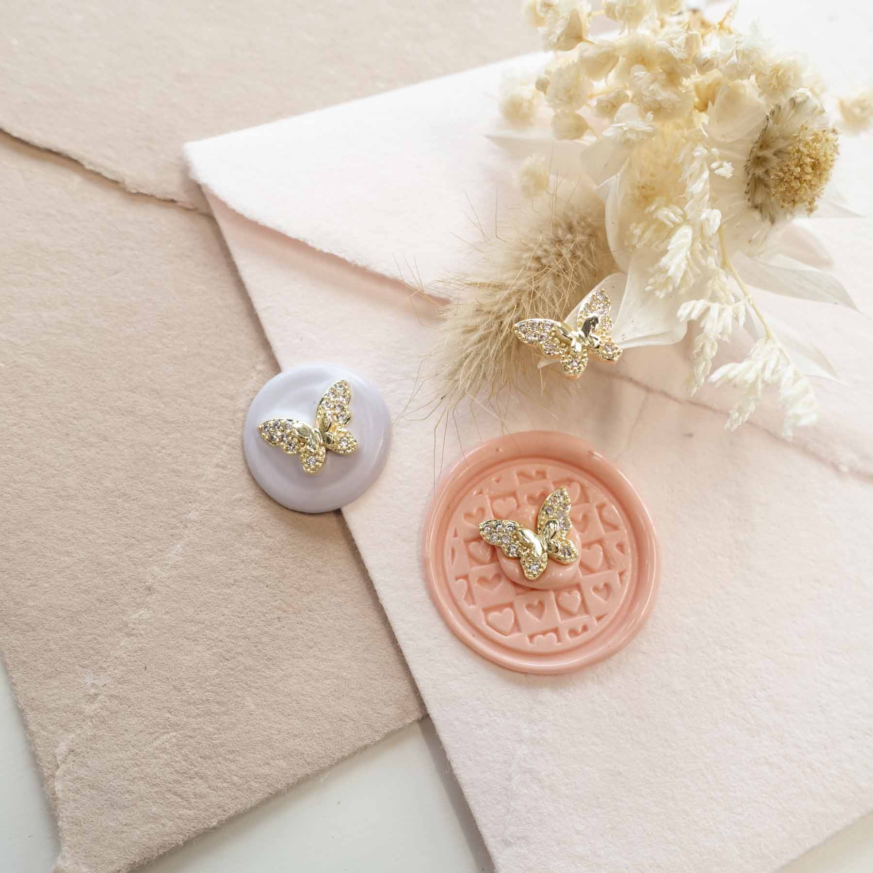 Butterfly Solid Charms Metal & Diamante 3-Pack