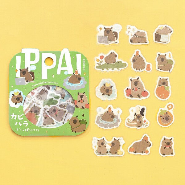 Capybaras All Over The Place Ippai Planner Flake Stickers BGM
