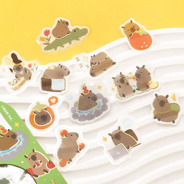 Capybaras All Over The Place Ippai Planner Flake Stickers BGM