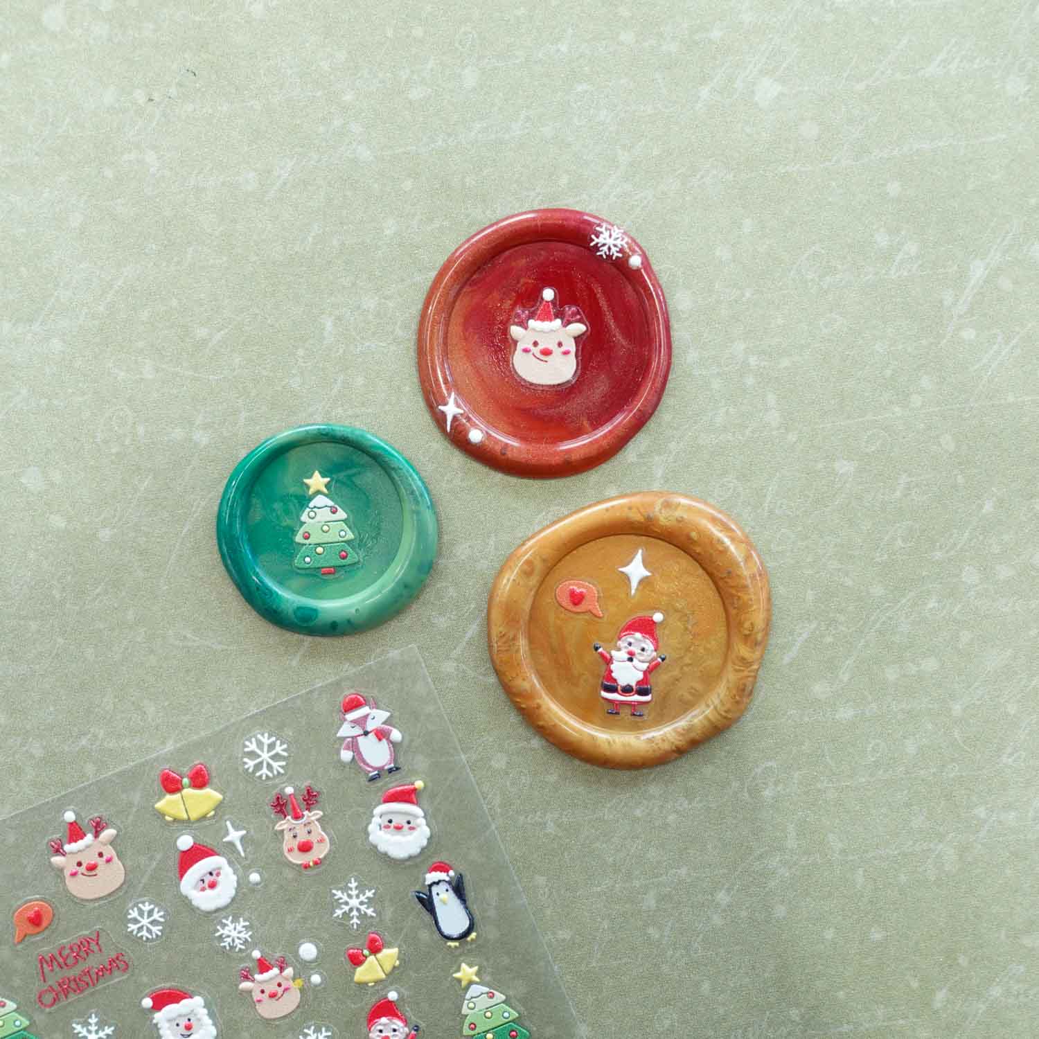 Cartoon Christmas Santa Reindeer Penguin Clear-backed Decorative Stickers Sheet