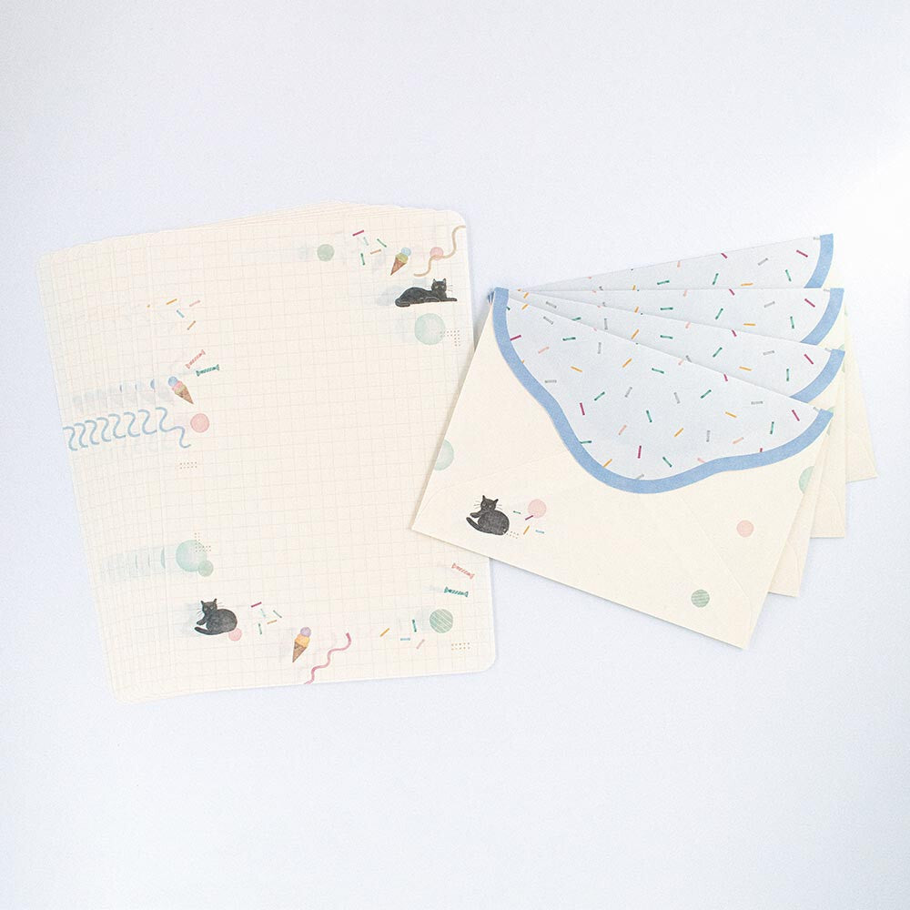 Cat Sprinkles Ice Cream Bubbles | 'Awairo' Series | Letter Writing Set