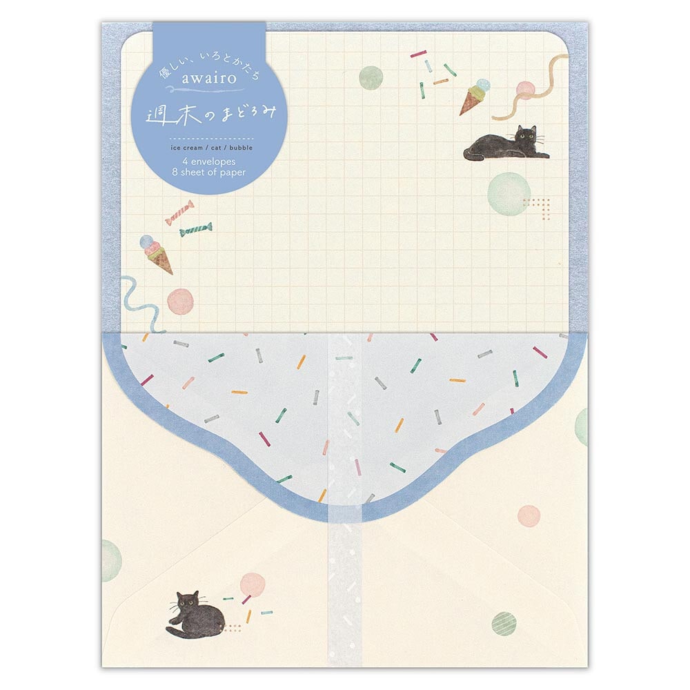 Cat Sprinkles Ice Cream Bubbles | 'Awairo' Series | Letter Writing Set