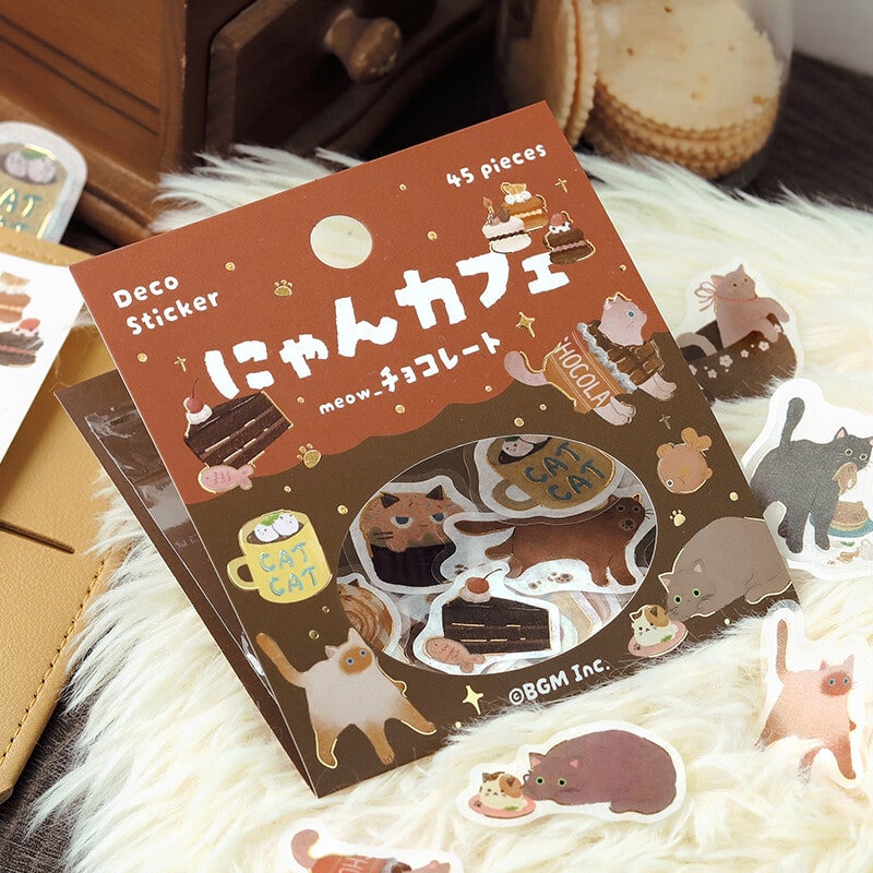 Chocolate Kitten Cafe | Planner Flake Stickers | BGM