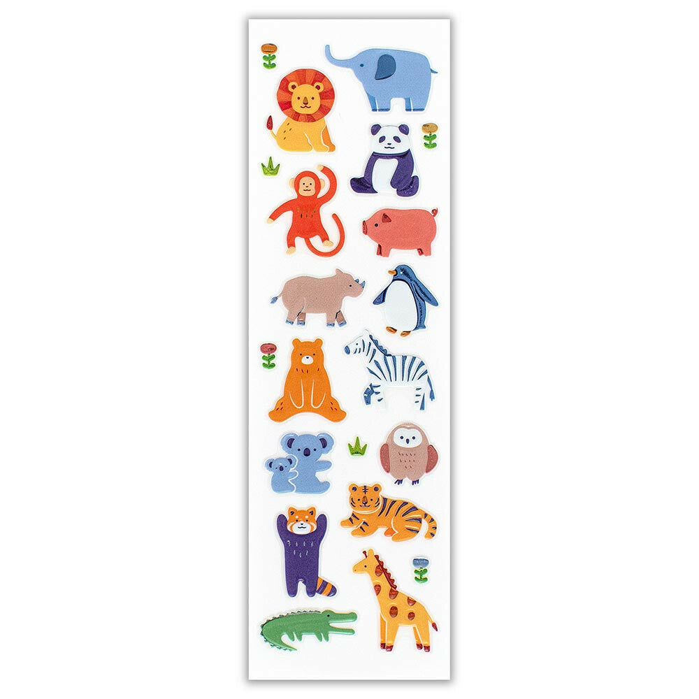 Colourful Animals 3D Raised Embossed Stickers Sheet