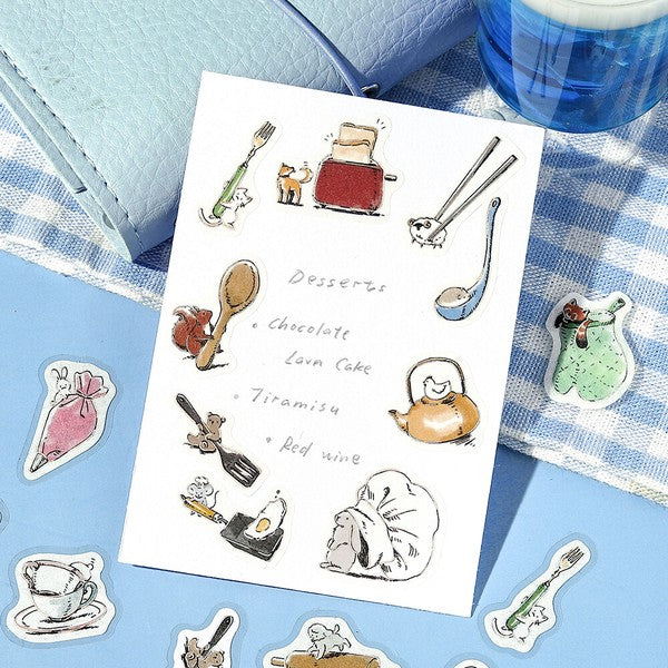 Cooking Mini Animals Planner Flake Stickers BGM