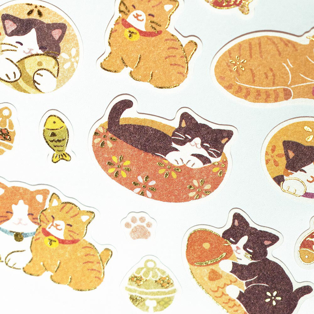 Cuddly Japanese Cats Yarn Fish | 'Wanowa' Series | Stickers Sheet
