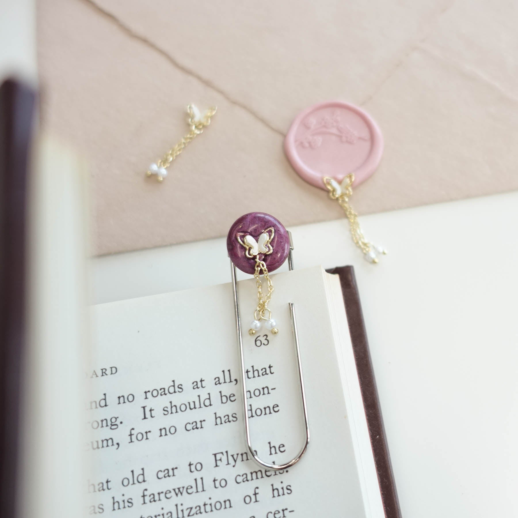 Dangling Butterfly Charms Metal & Pearl Chain 3-Pack