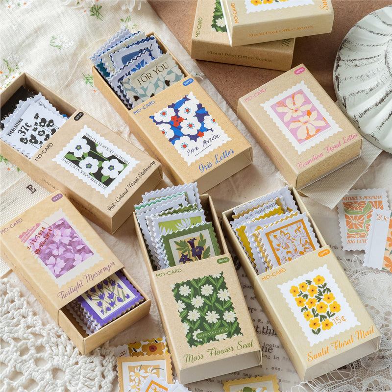Retro Postage Stamp Style Matchbox Flake Stickers
