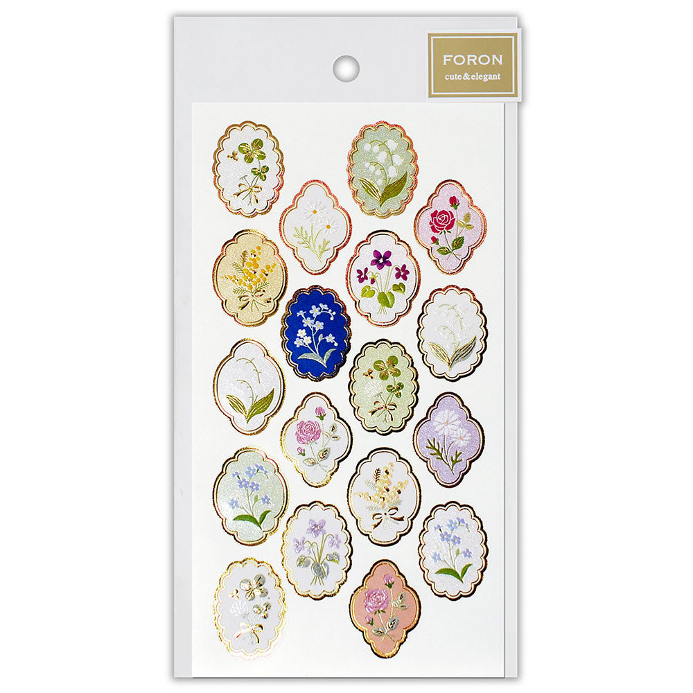 Flower Gold Frame Embossed Pearlescent Decorative Stickers Sheet
