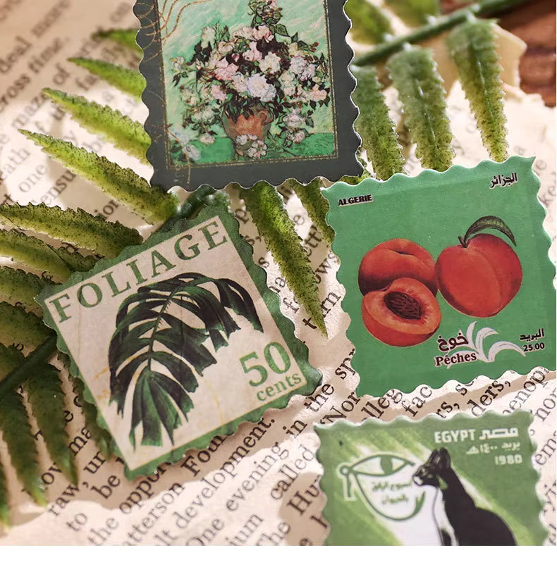 Forest Whisper 'Time Traces' Postage Stamp Style Flake Stickers