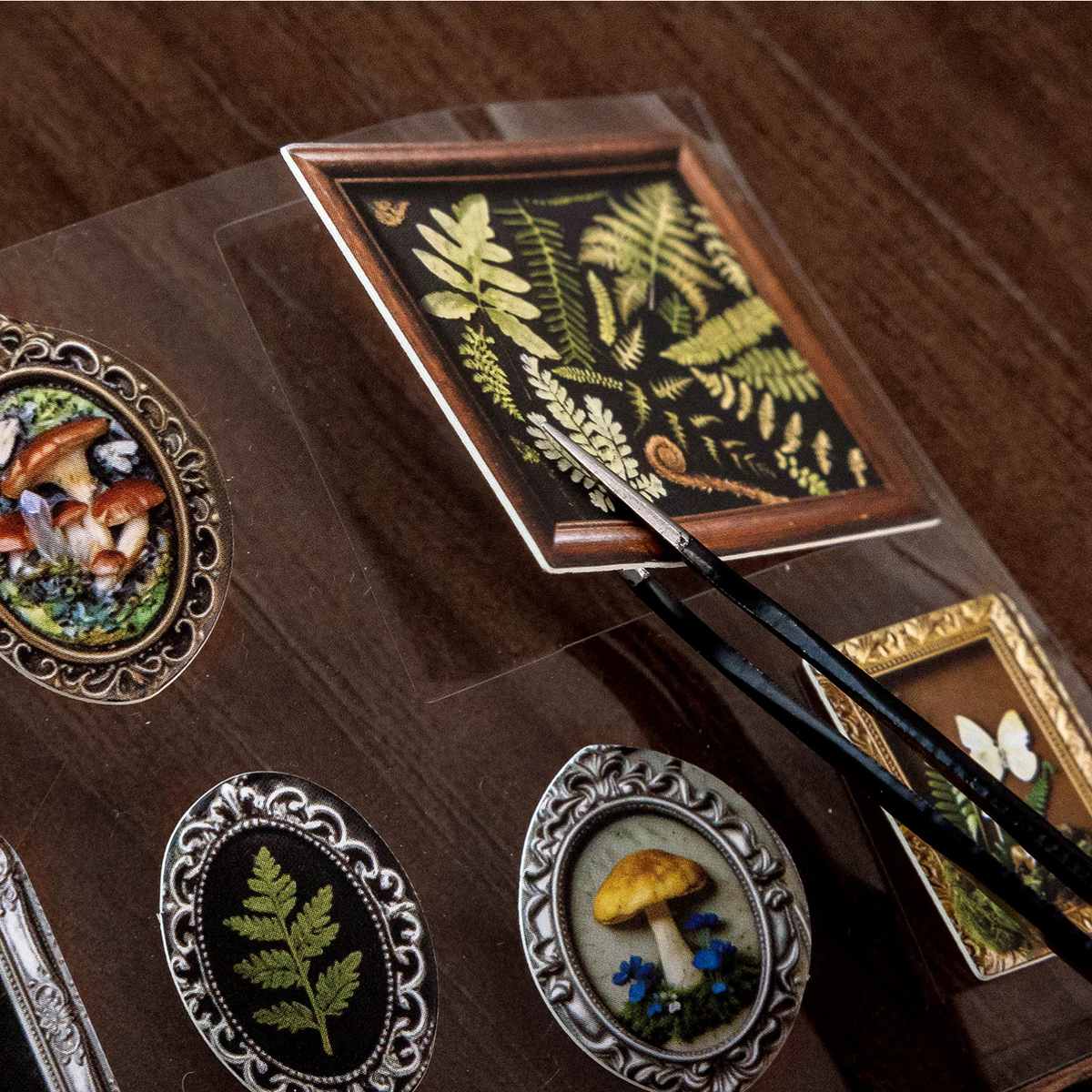 Forest Mushrooms and Ferns in Frames 'Natural History Museum' 2-sheet Sticker Sheet