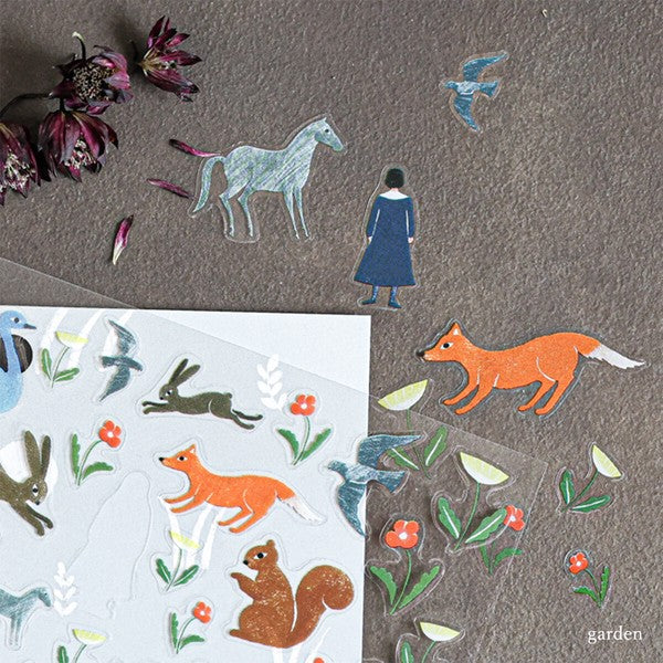 Garden Animals Swan Rabbit Squirrel 'Nishishuku' Cozyca Stickers Sheet