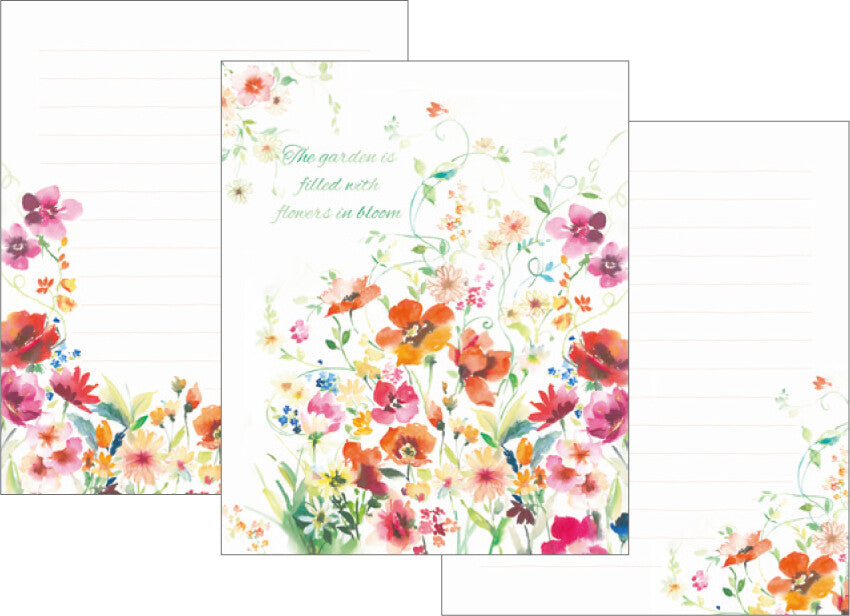 Garden In Bloom Watercolour Flowers Letter Writing Paper Pad