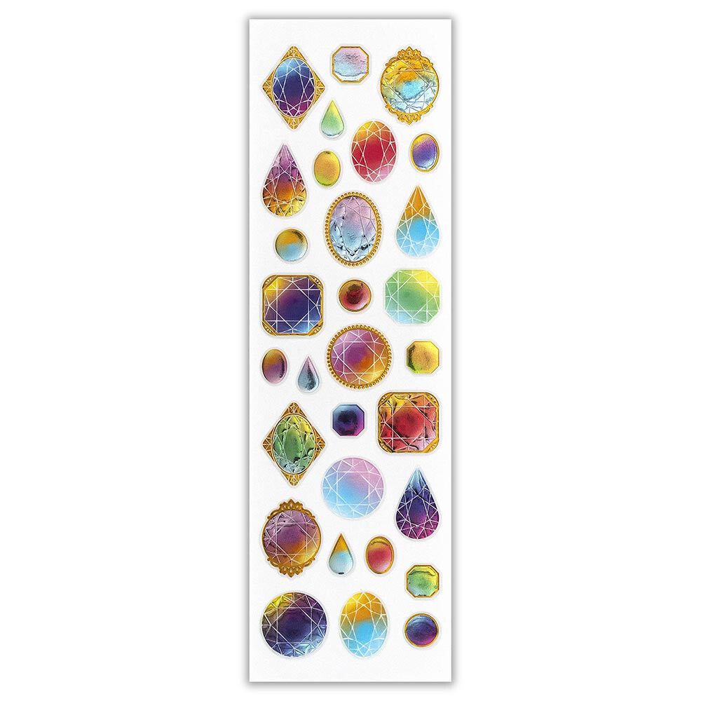 Gemstones 3D Raised Embossed Stickers Sheet