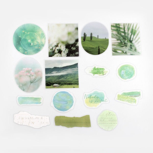 Green Color Poems Planner Flake Stickers BGM