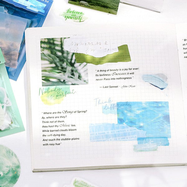 Green Color Poems Planner Flake Stickers BGM