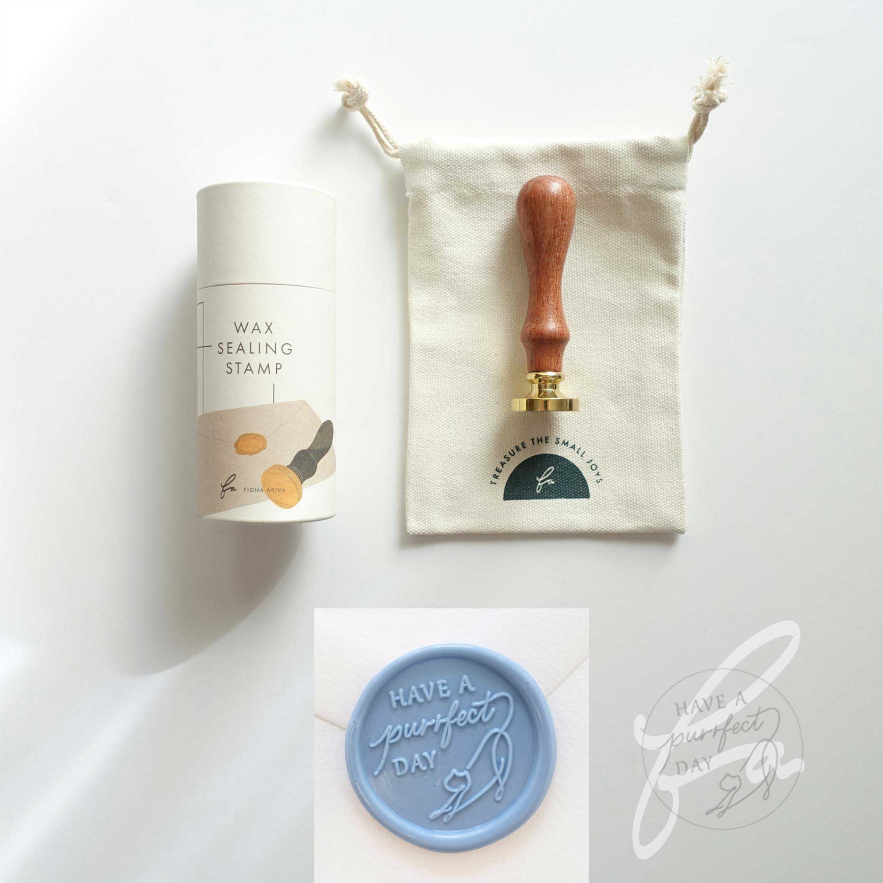 Have a purrfect day cute cat wax seal stamp fiona ariva australia