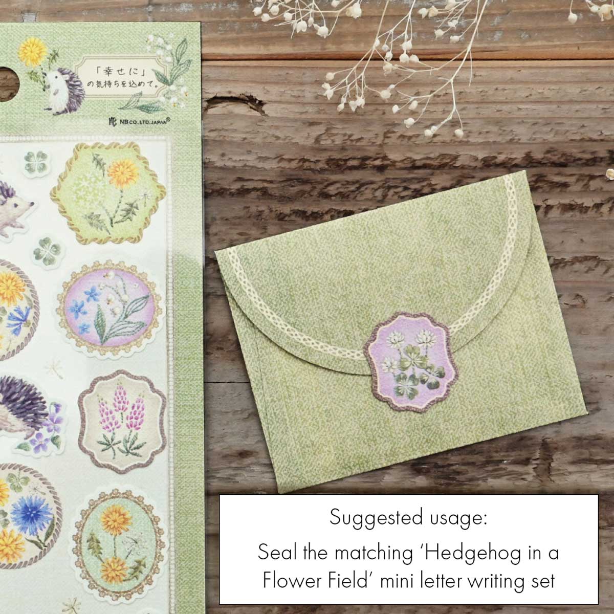 Hedgehog in a Flower Field | 'Lucky Charm Fleurs et Chance' | Stickers Sheet